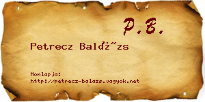 Petrecz Balázs névjegykártya